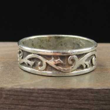 Size 8.5 Sterling Silver Cool Vine Pattern Band R… - image 1