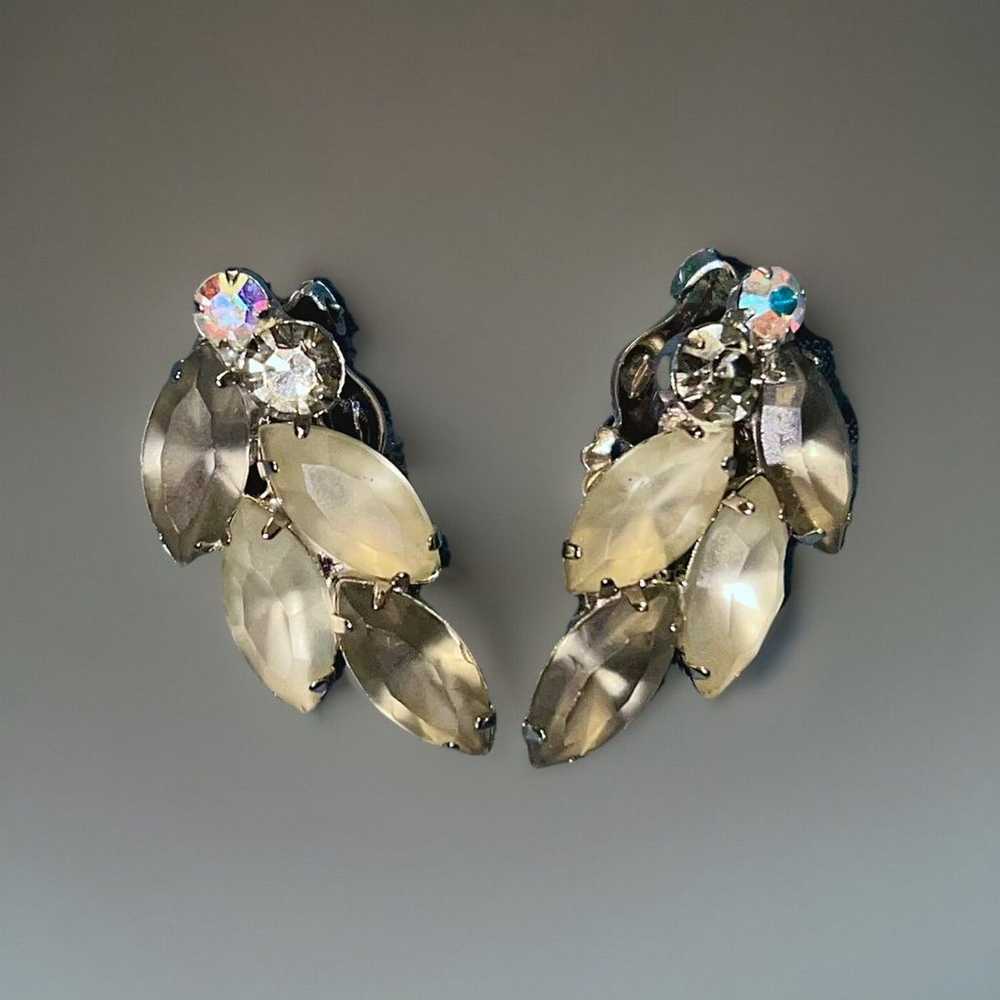 Vintage Rhinestone Cluster Statement Clip On Earr… - image 2