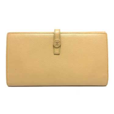 CHANEL Folded wallet leather beige COCO Button - image 1