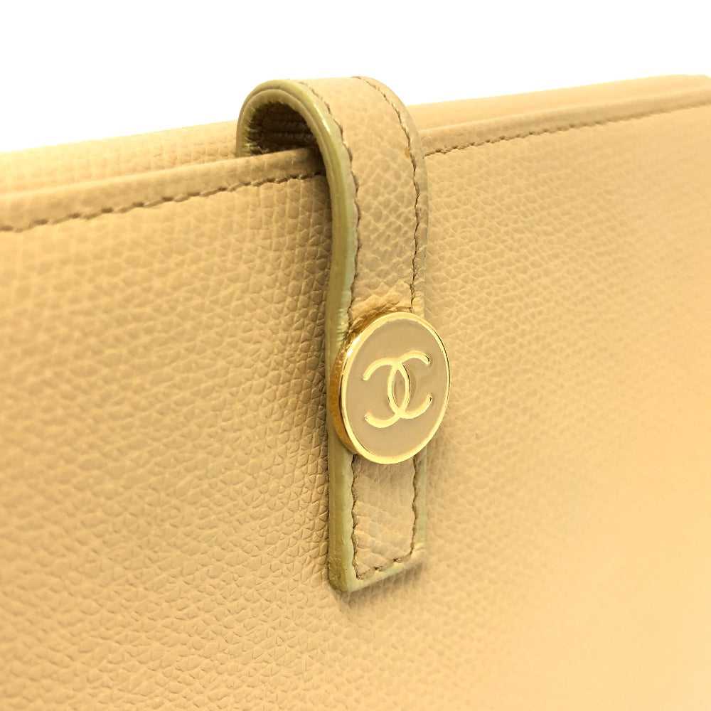 CHANEL Folded wallet leather beige COCO Button - image 6