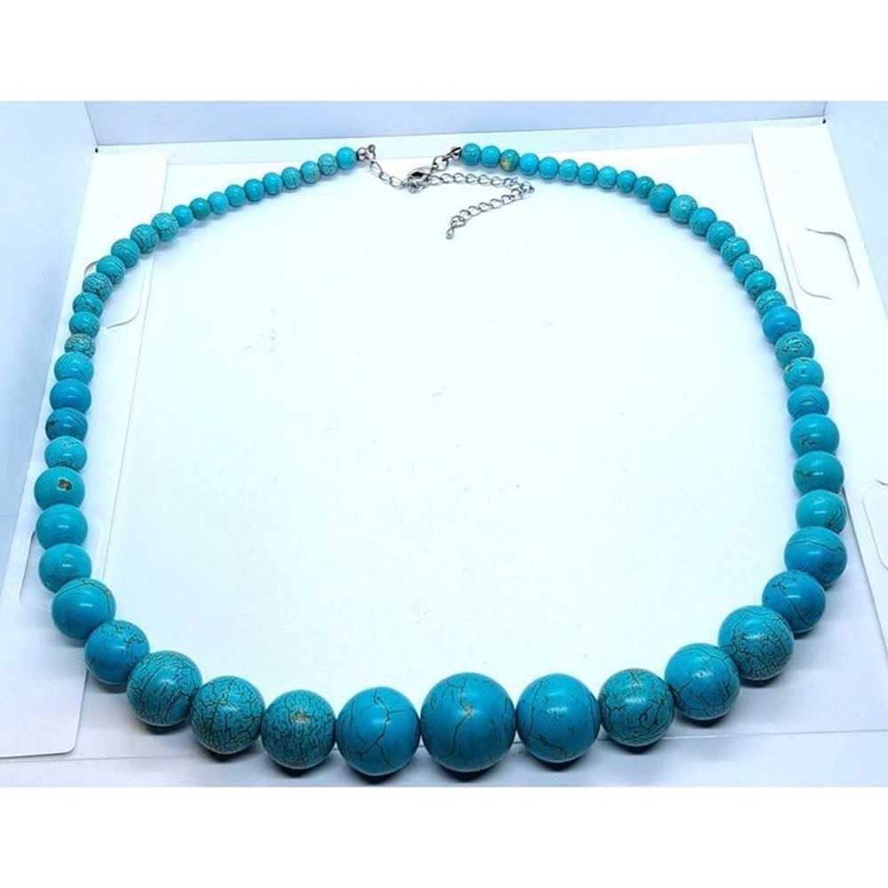 25" graduated size turquoise colored beads howlit… - image 1