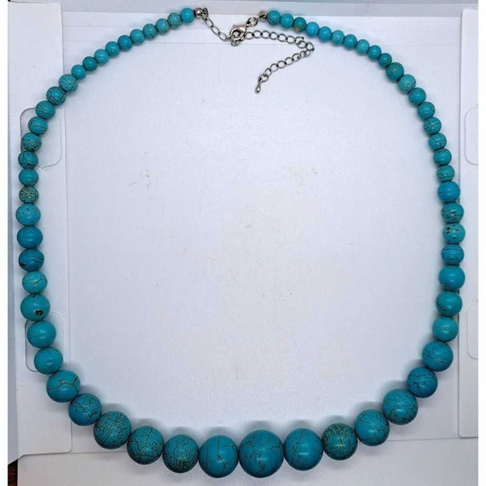 25" graduated size turquoise colored beads howlit… - image 2