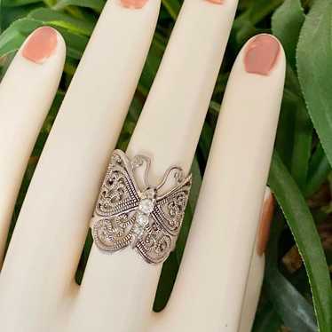 Vintage Sterling Silver Cw Art Filigree Butterfly… - image 1