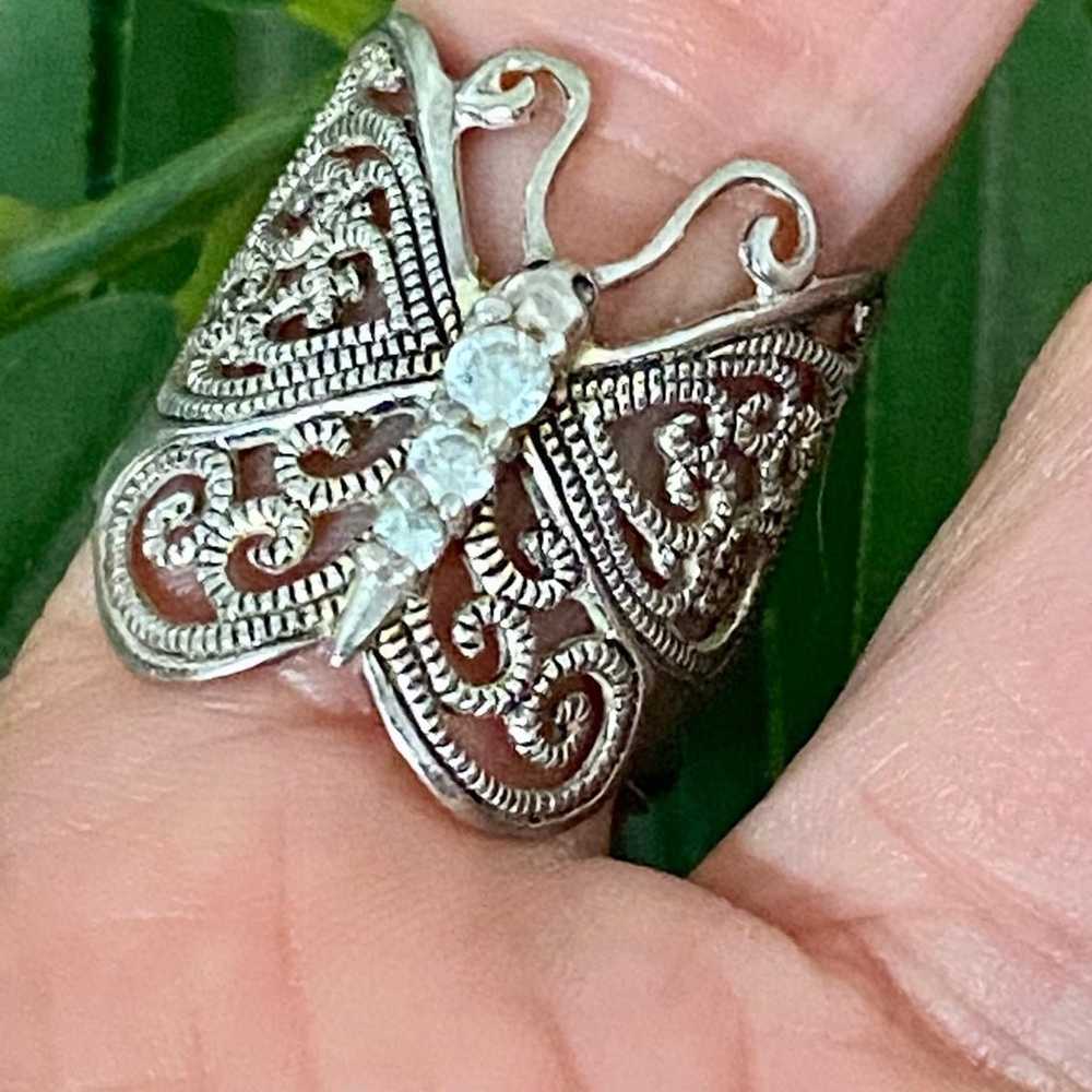 Vintage Sterling Silver Cw Art Filigree Butterfly… - image 2