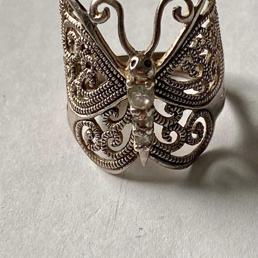 Vintage Sterling Silver Cw Art Filigree Butterfly… - image 3