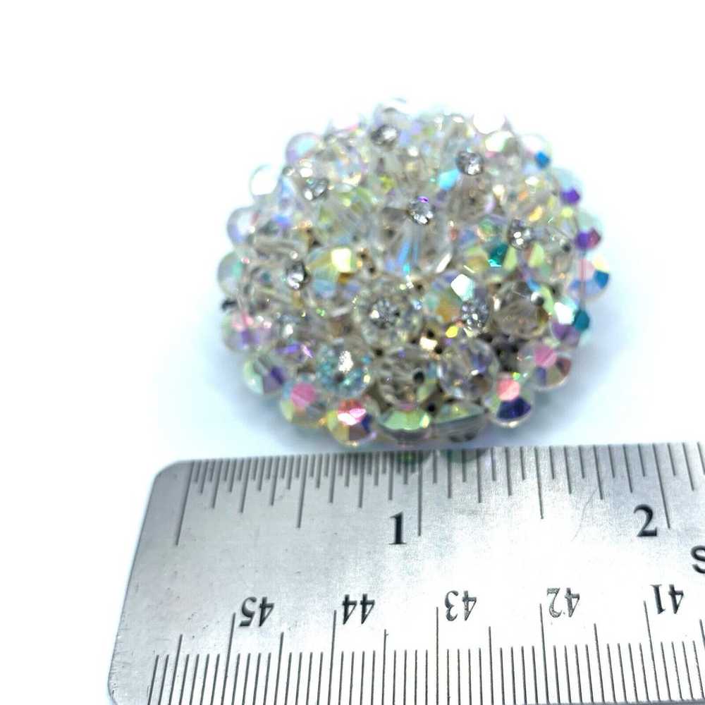 Vintage Aurora Borealis and rhinestone round broo… - image 4