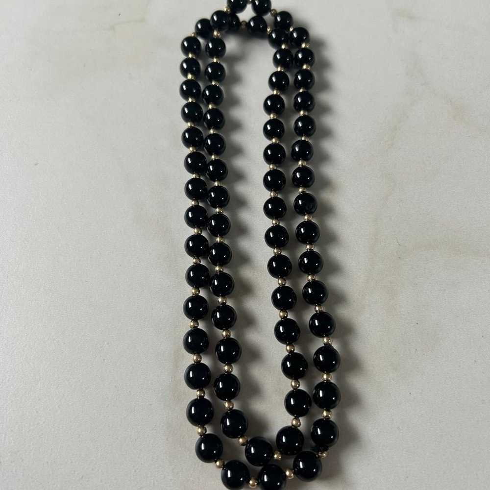 Vintage Set from Monet Black Beaded Necklace with… - image 5