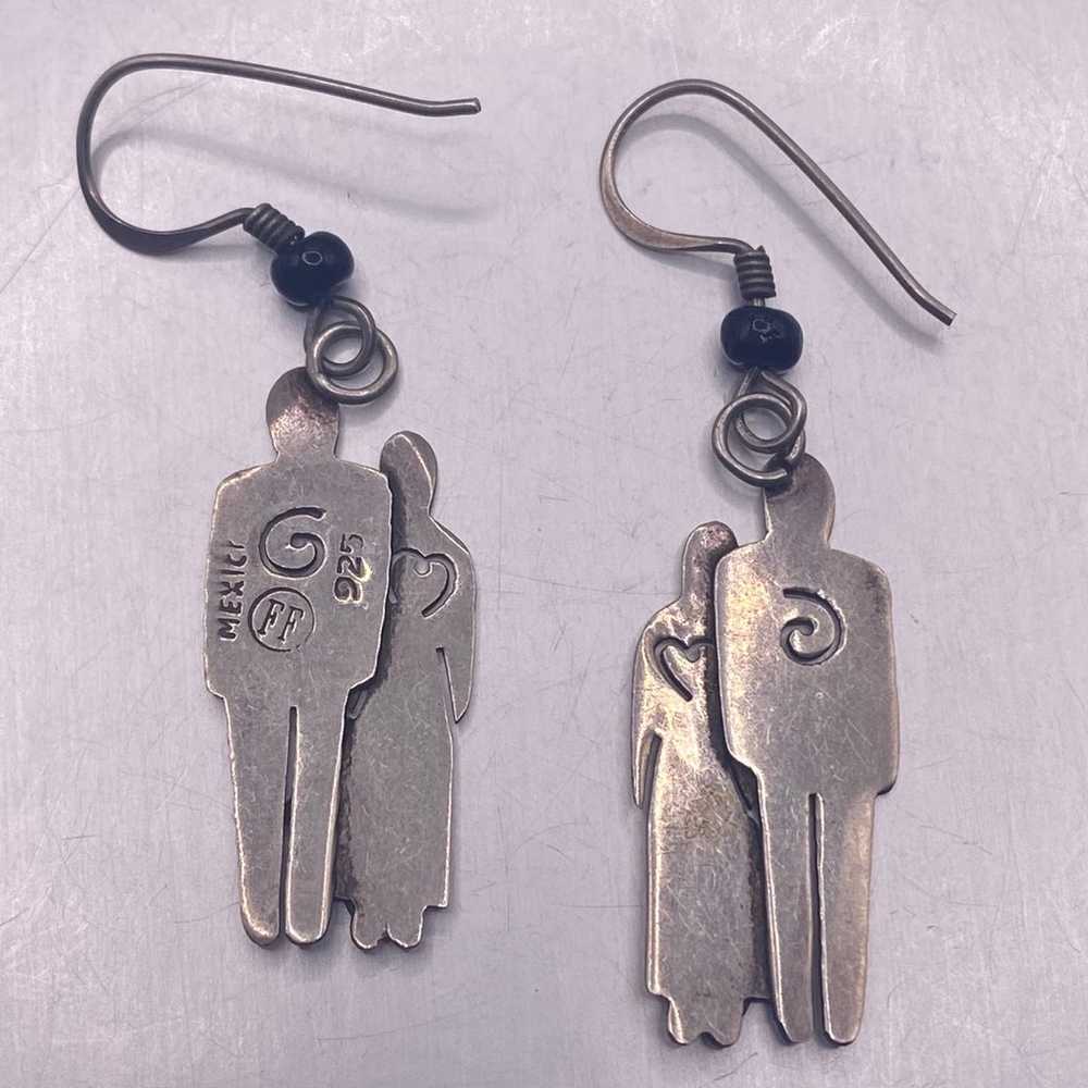 Vintage Sterling Silver Human Family Dangle Earri… - image 3