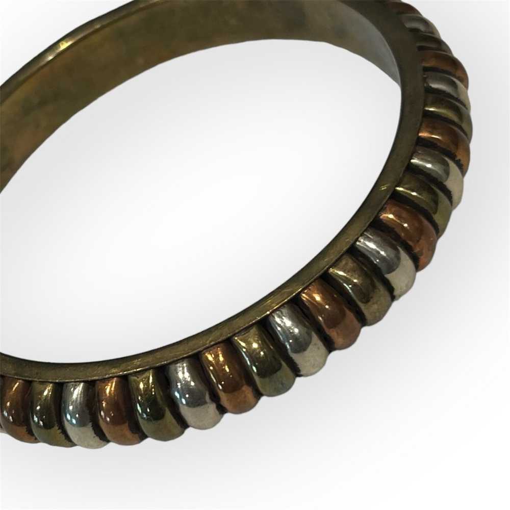 VTG mixed metal bracelet, brass bangle - image 2