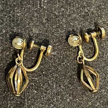 12k gold pearl clip on earrings filled