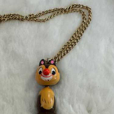 Vintage Wooden Chip N Dale Chipmunk Disney Pendant