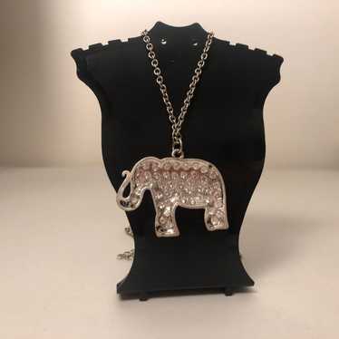 Vintage Double-Sided Rhinestone Ornate Elephant N… - image 1