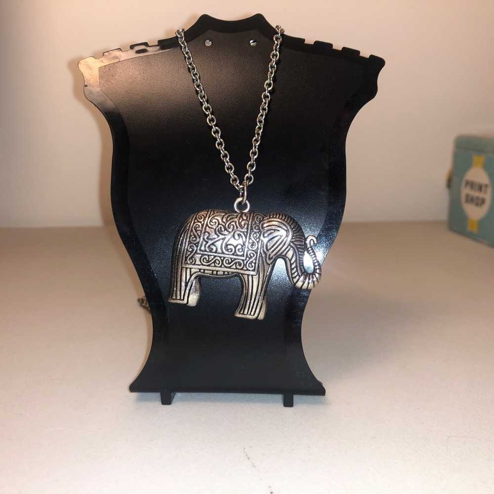 Vintage Double-Sided Rhinestone Ornate Elephant N… - image 2