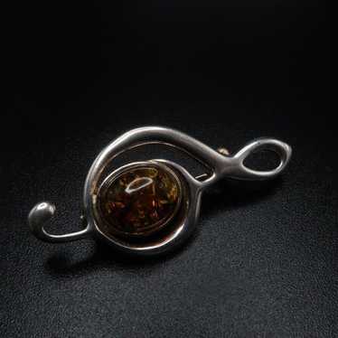 Vintage Sterling Silver Amber Treble Clef Music N… - image 1