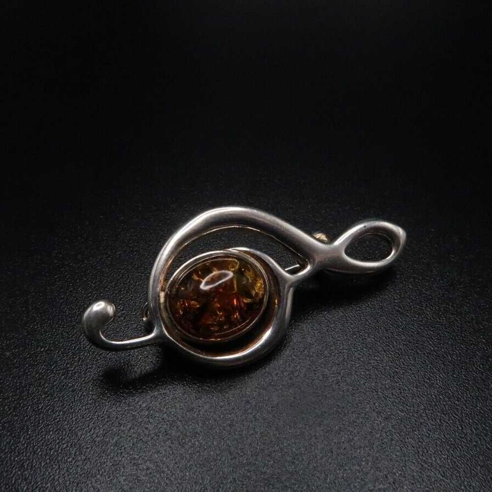 Vintage Sterling Silver Amber Treble Clef Music N… - image 2