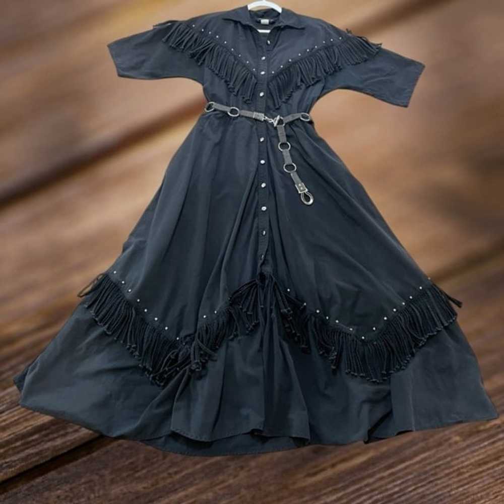 Vntg Diamond L Western dress Black - image 1