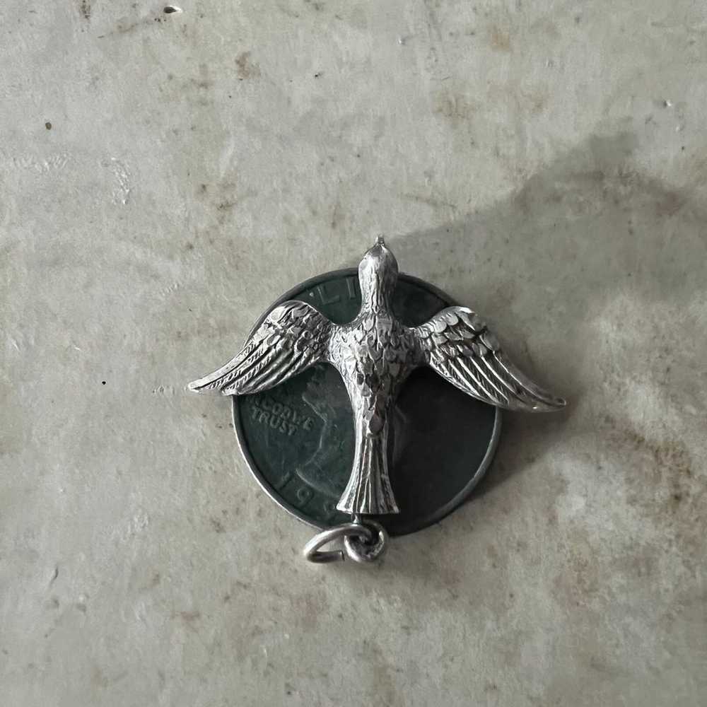 Vintage Sterling Silver 925 Bird Cat Cross Pendan… - image 3