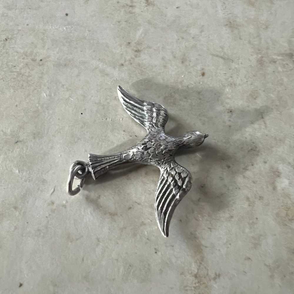 Vintage Sterling Silver 925 Bird Cat Cross Pendan… - image 4