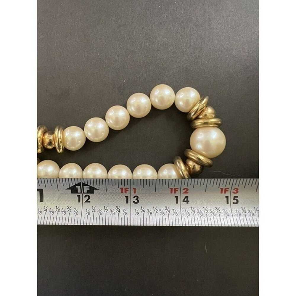 Chunky Large Faux Pearl Long Collar Gold Tone Sta… - image 3