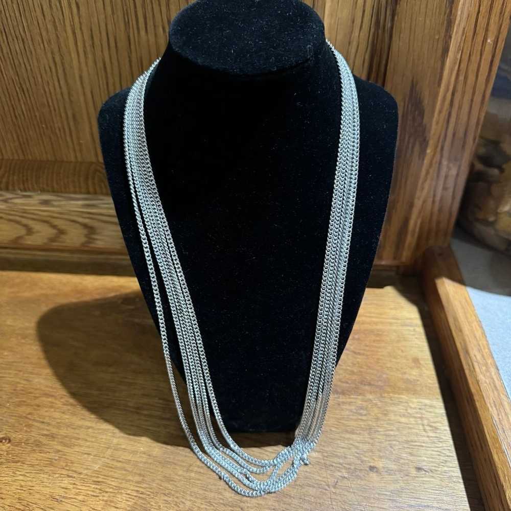 Monet Silver Tone Multi-Strand Necklace - image 1