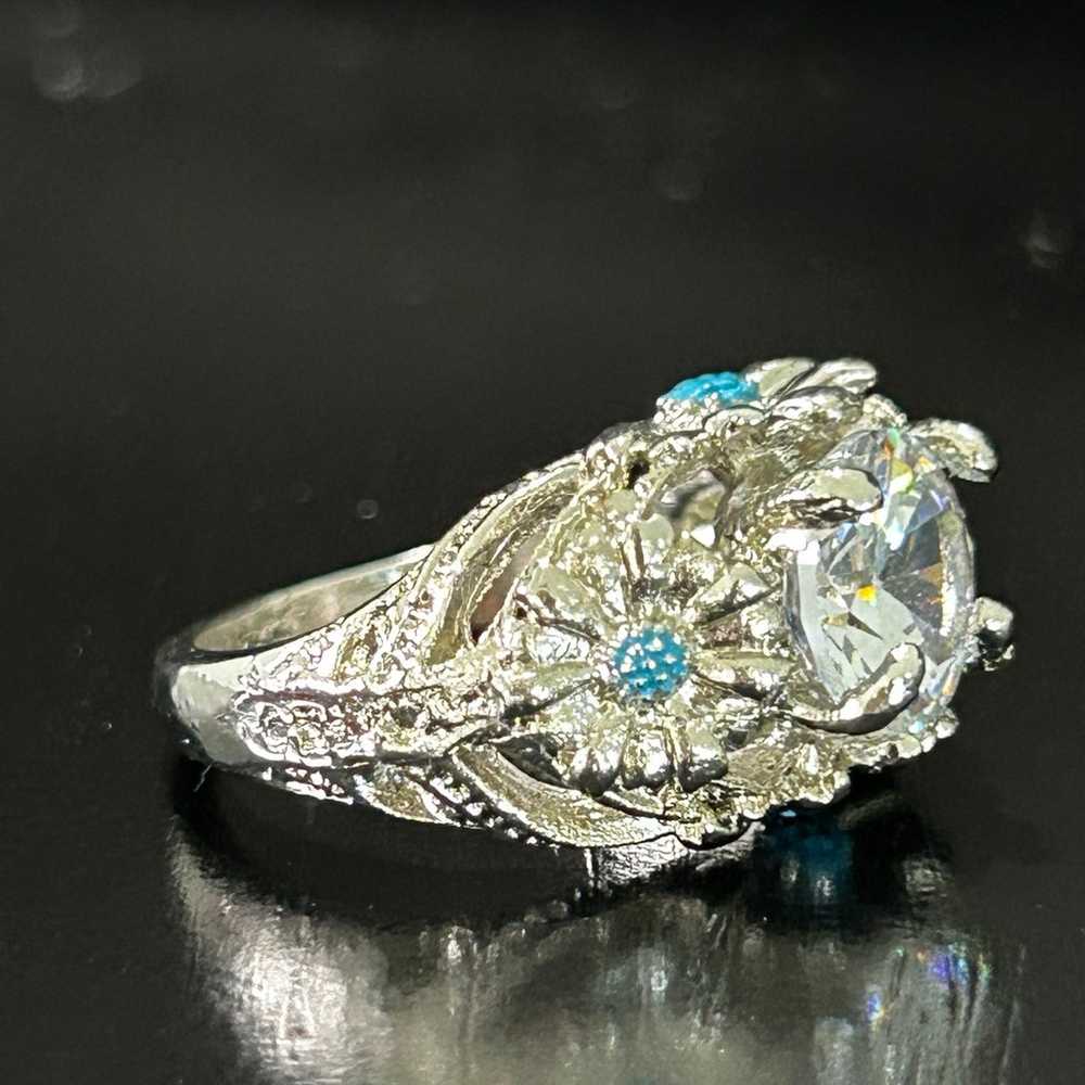 Vintage Ring Size 7.25 Costume Halo Large Round C… - image 2