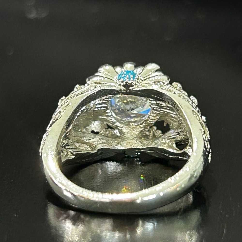 Vintage Ring Size 7.25 Costume Halo Large Round C… - image 3