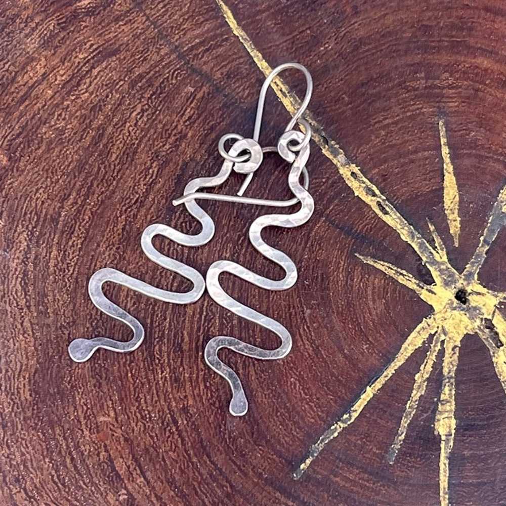 Sterling Silver Dangle Squiggle Earrings modern j… - image 5