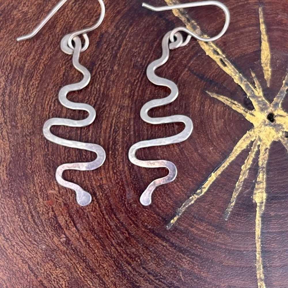 Sterling Silver Dangle Squiggle Earrings modern j… - image 6