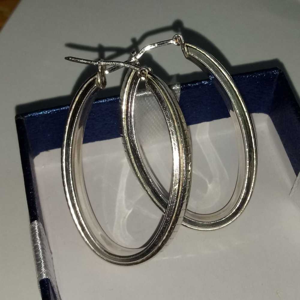 Sterling Silver Oval Earrings - image 3