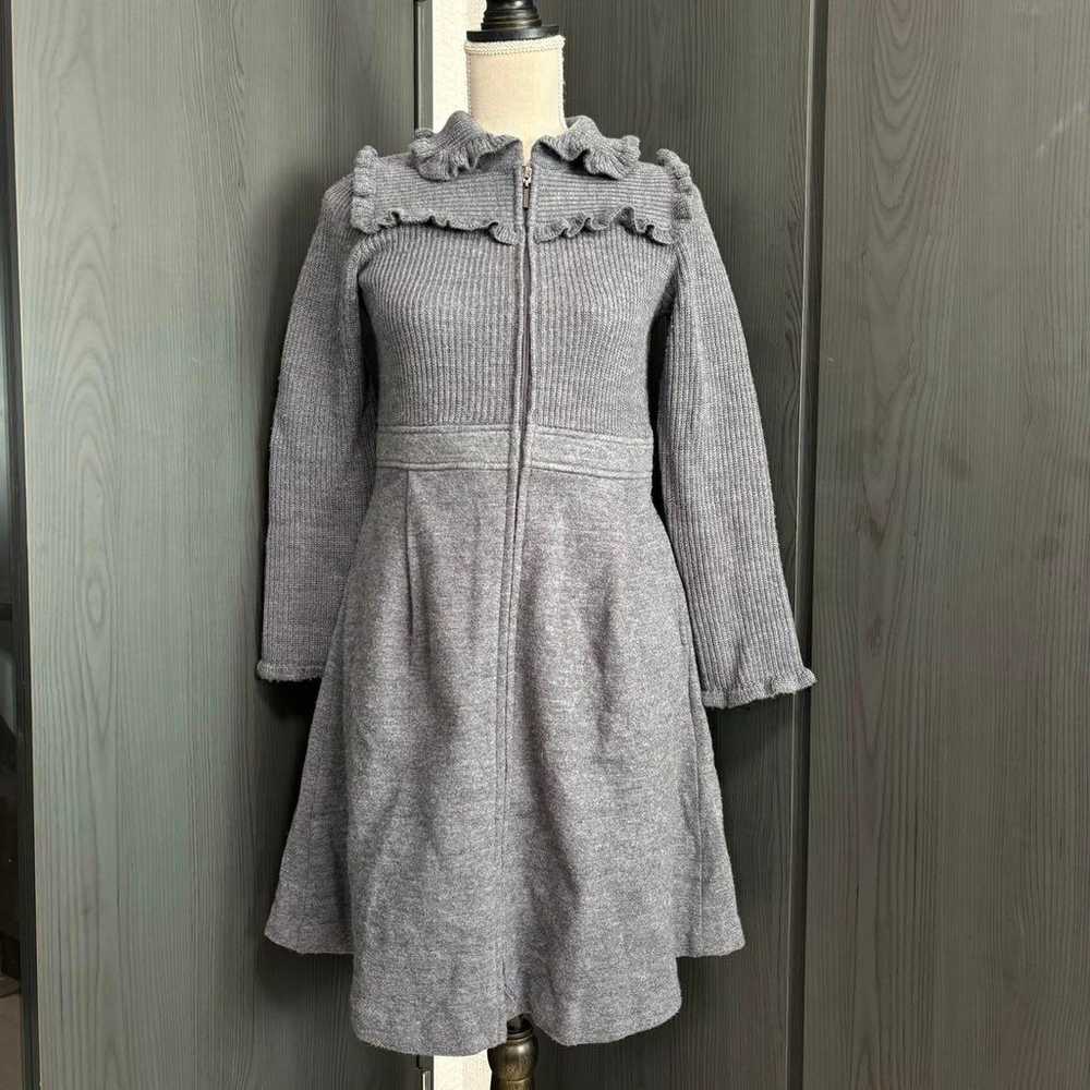 TO BE CHIC Gray Knit Frill Dress Coat - image 1