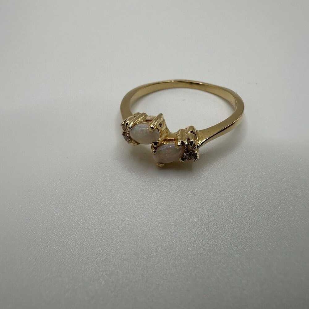 Vintage Gold Plate Faux Opal Ring Size 9 - image 1