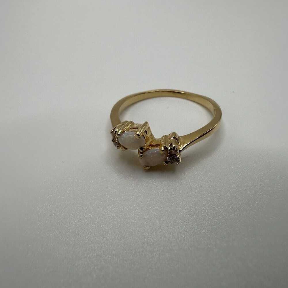 Vintage Gold Plate Faux Opal Ring Size 9 - image 4