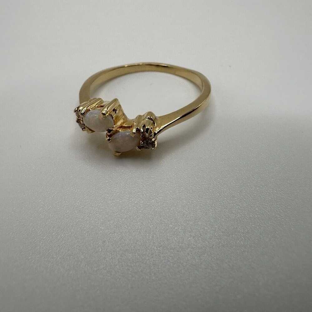 Vintage Gold Plate Faux Opal Ring Size 9 - image 8