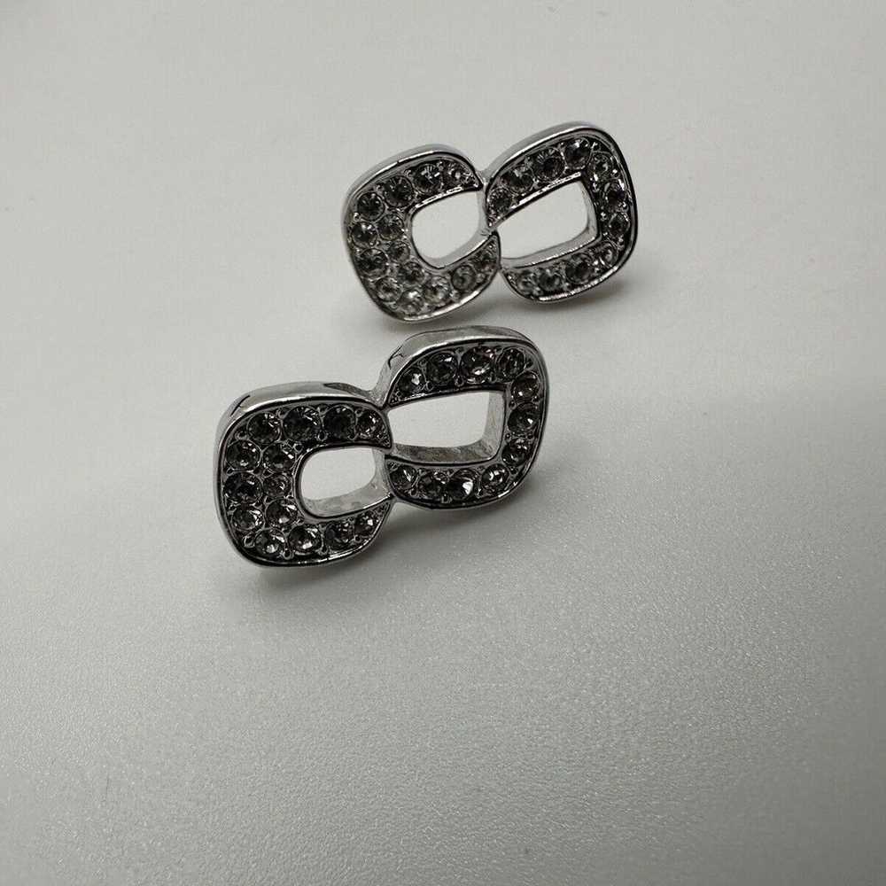 Vintage Swarovski Omega Figure Eight Silver Earri… - image 3