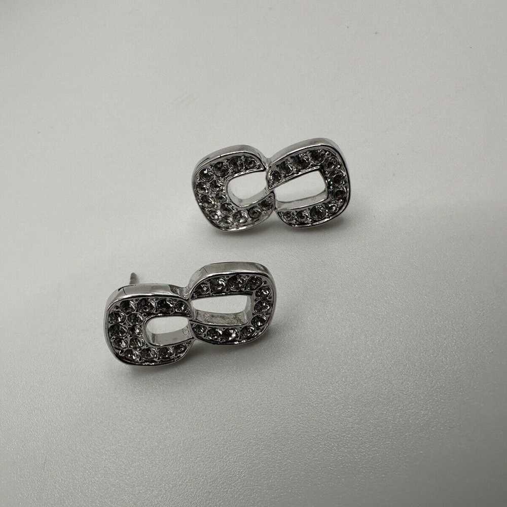 Vintage Swarovski Omega Figure Eight Silver Earri… - image 6