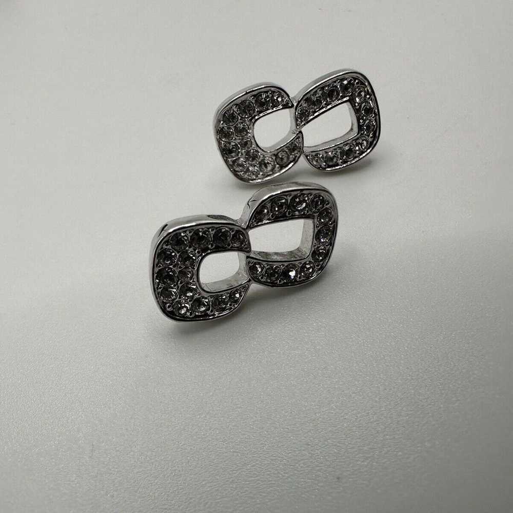 Vintage Swarovski Omega Figure Eight Silver Earri… - image 9