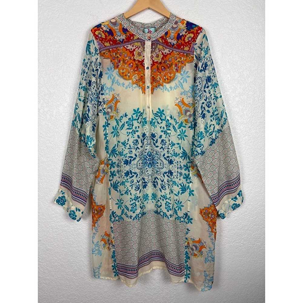 Johnny Was Colorful Floral & Paisley Print Tunic … - image 1