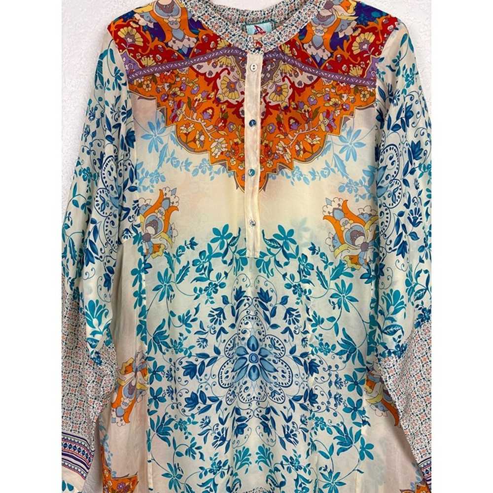 Johnny Was Colorful Floral & Paisley Print Tunic … - image 4