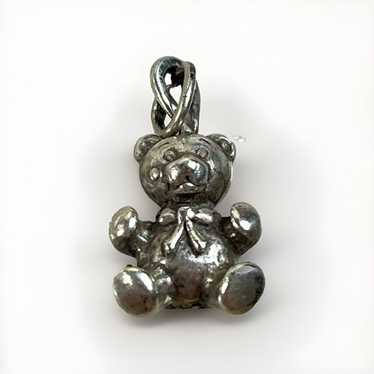 925 Sterling Silver - Vintage Adorable Teddy Bear 