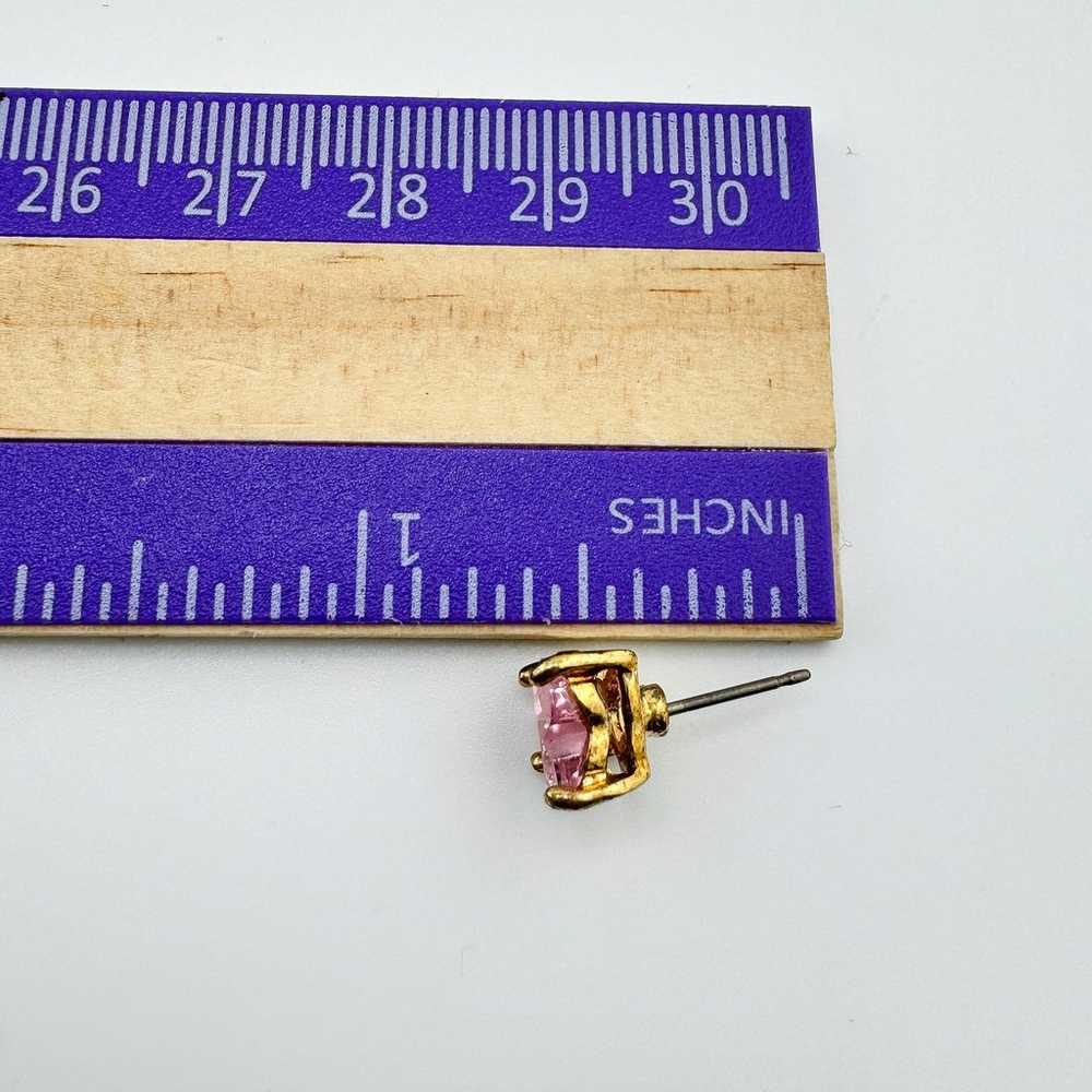 Vintage Avon Pink Heart Stud Earrings Gold Plated… - image 6