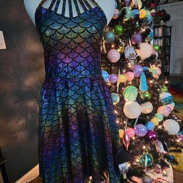 Blackmilk rainbow holographic mermaid skater dress