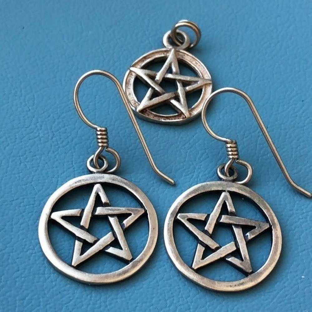 sterling Pentagram earrings / pendant - image 1