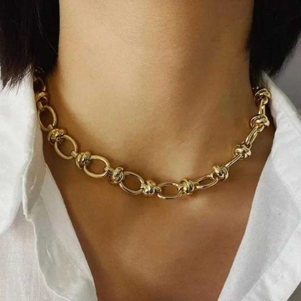 NEW 18K GOLD LAYERED THICK CHAIN CHOKER NECKLACE - image 1