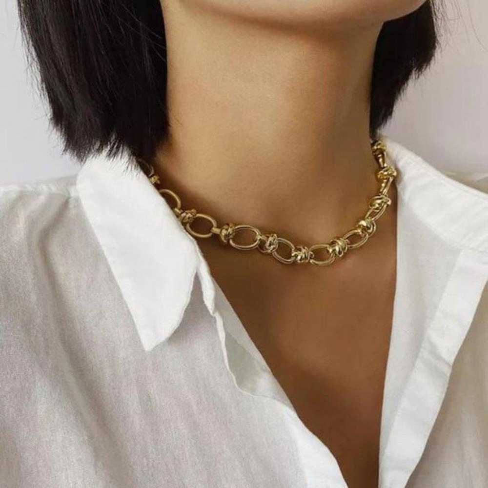 NEW 18K GOLD LAYERED THICK CHAIN CHOKER NECKLACE - image 2