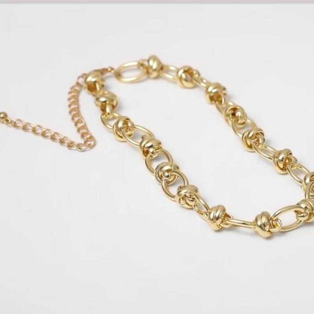 NEW 18K GOLD LAYERED THICK CHAIN CHOKER NECKLACE - image 3