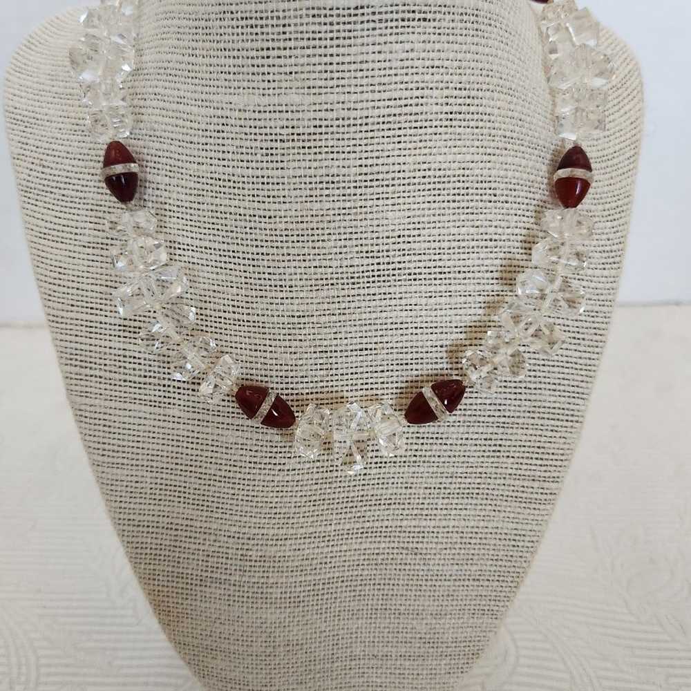 Crystal necklace with red beads - image 1