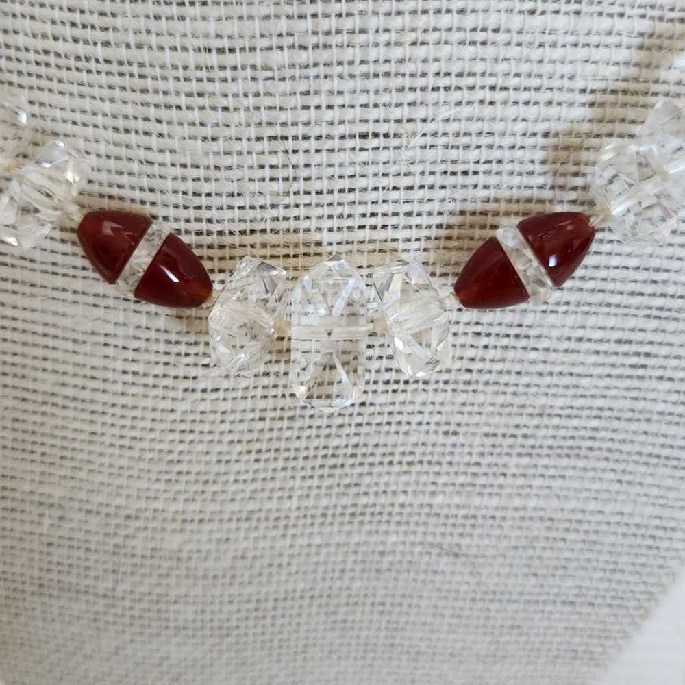 Crystal necklace with red beads - image 2