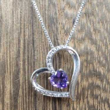 18" Sterling Amethyst Heart Necklace - image 1