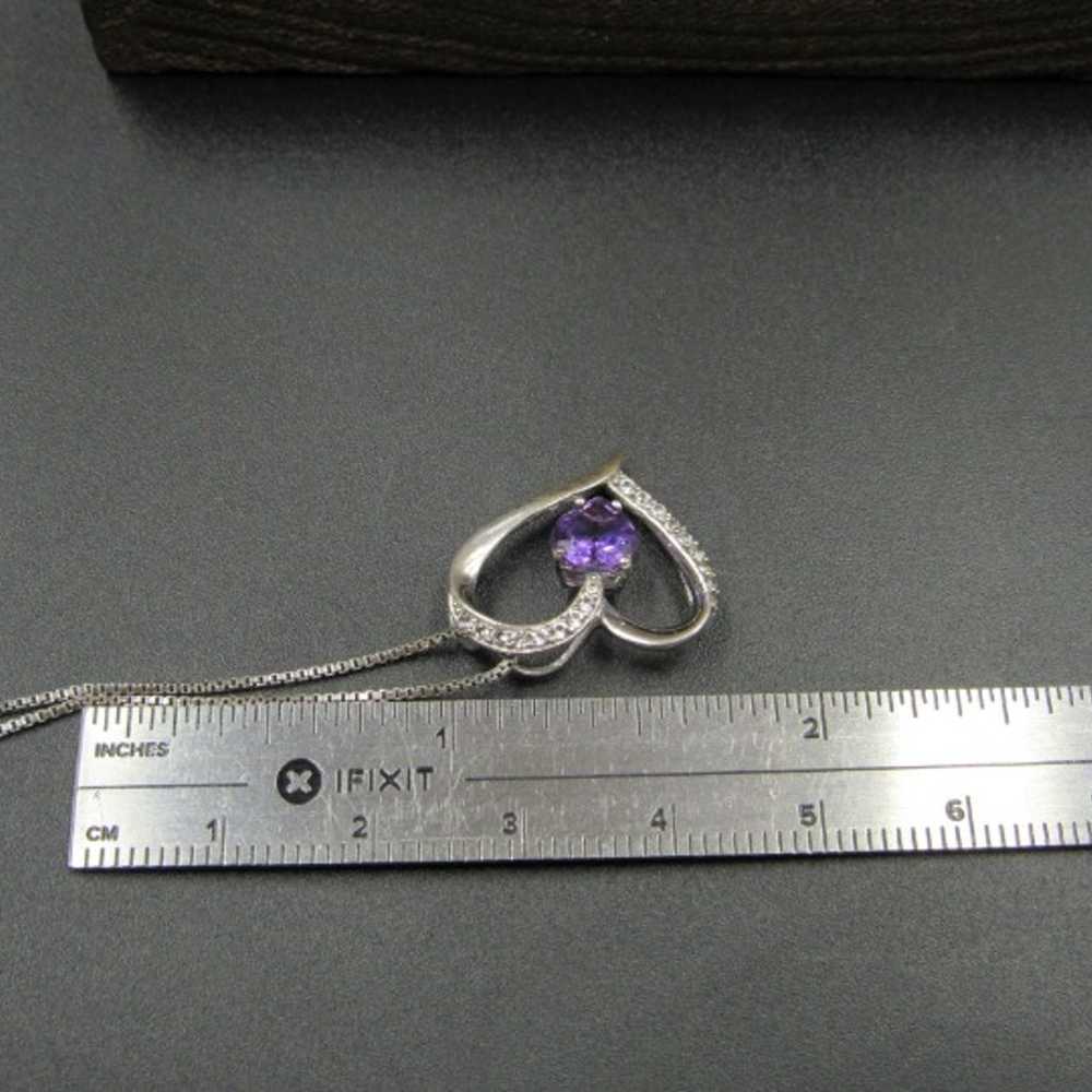 18" Sterling Amethyst Heart Necklace - image 5