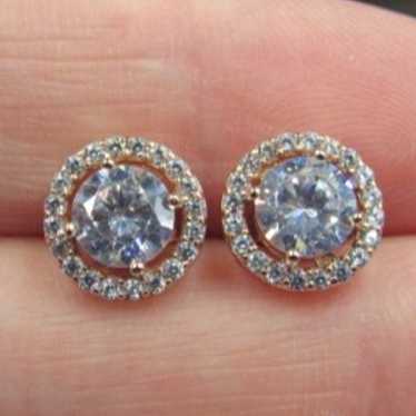 Sterling Rose Gold Plated CZ Earrings